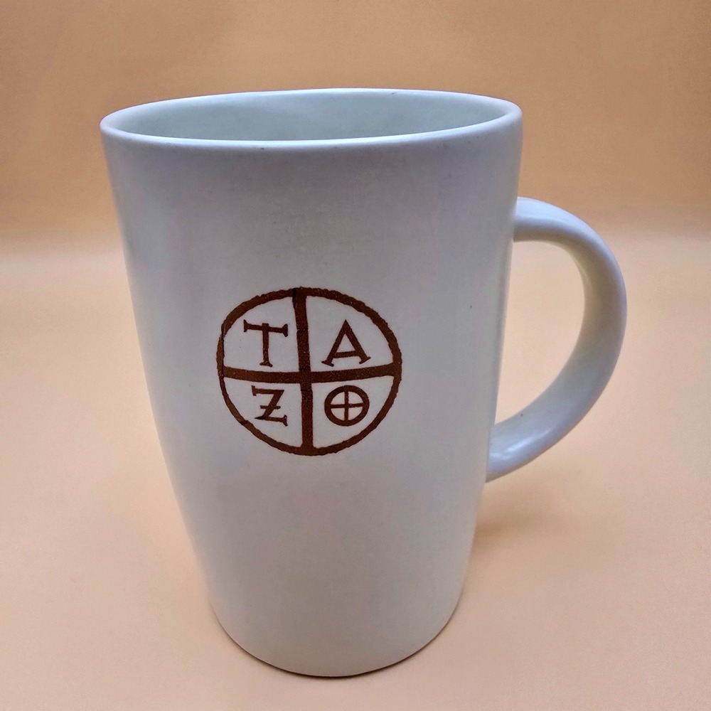 Starbucks Tazo Tea Mug 2012 White Ceramic Coffee Cup 11.8oz Logo Collectible